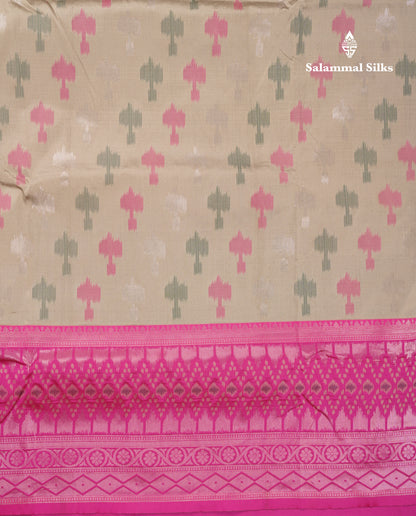 Beautiful Blue Ekkat Design Semi Silk Saree With Contrast Violet Fancy Border