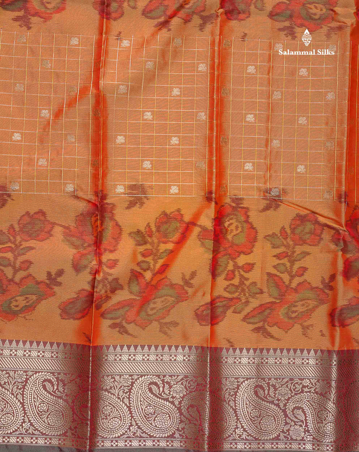 Semi Silk Saree - Sapphire Blue Colour Body Pochampally Design With Contrast Olive Green Blouse