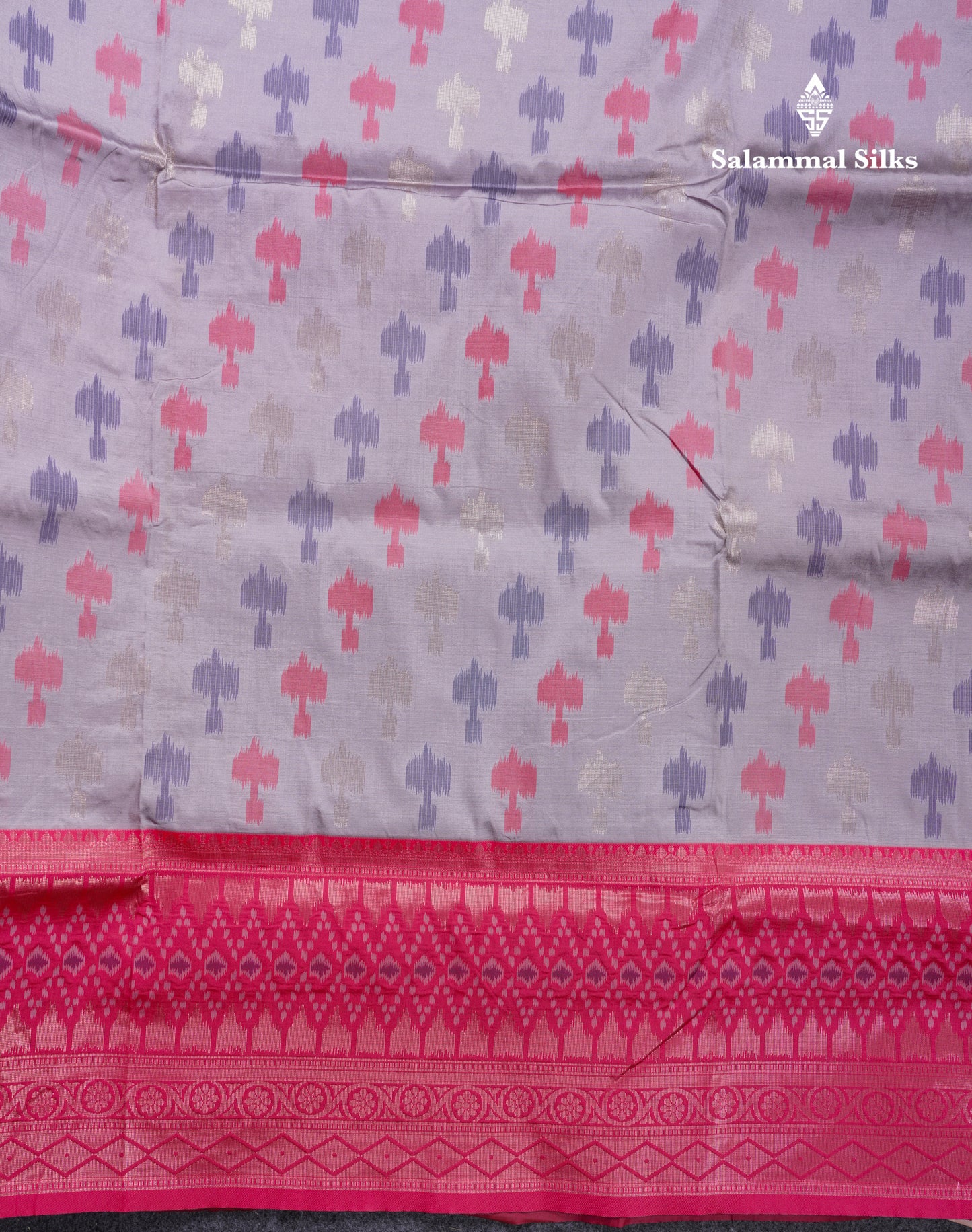 Beautiful Blue Ekkat Design Semi Silk Saree With Contrast Violet Fancy Border