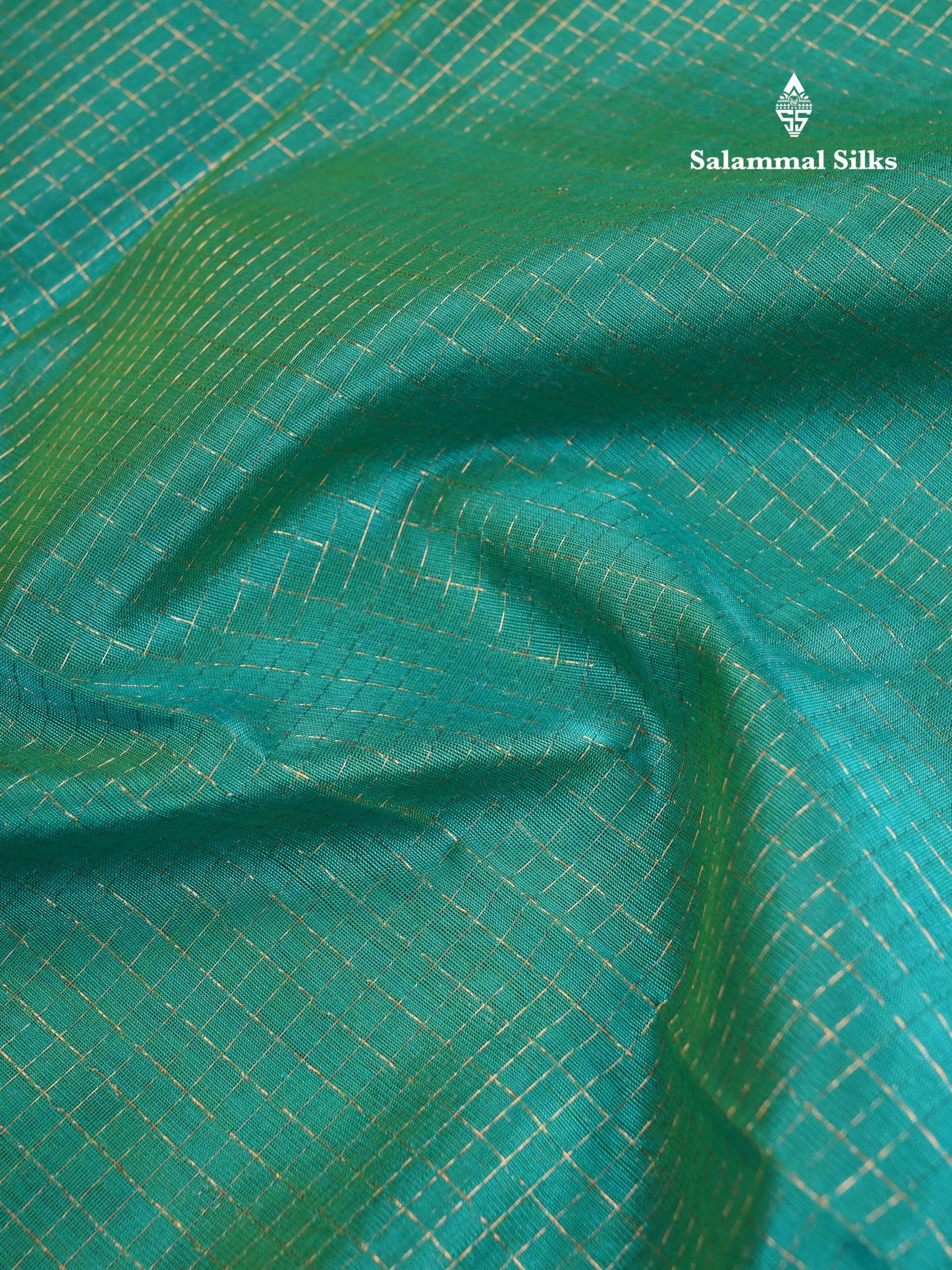 Beautiful Dual Tone Navy Blue Small Zari Checks Pure Silk Cotton Saree With Contrast Sapphire Blue Traditional Border