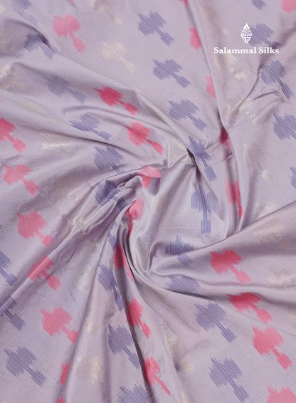 Beautiful Blue Ekkat Design Semi Silk Saree With Contrast Violet Fancy Border