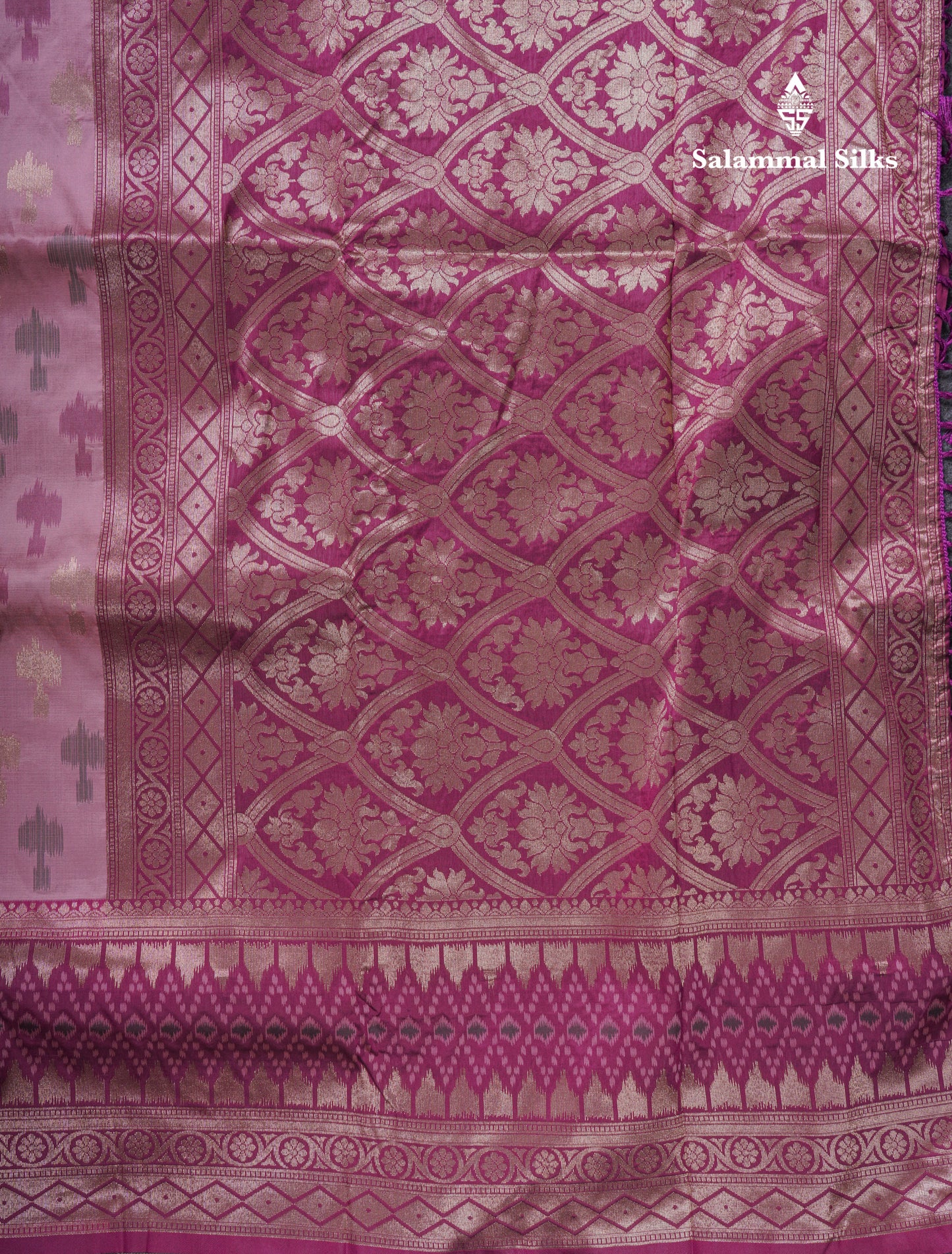 Beautiful Blue Ekkat Design Semi Silk Saree With Contrast Violet Fancy Border
