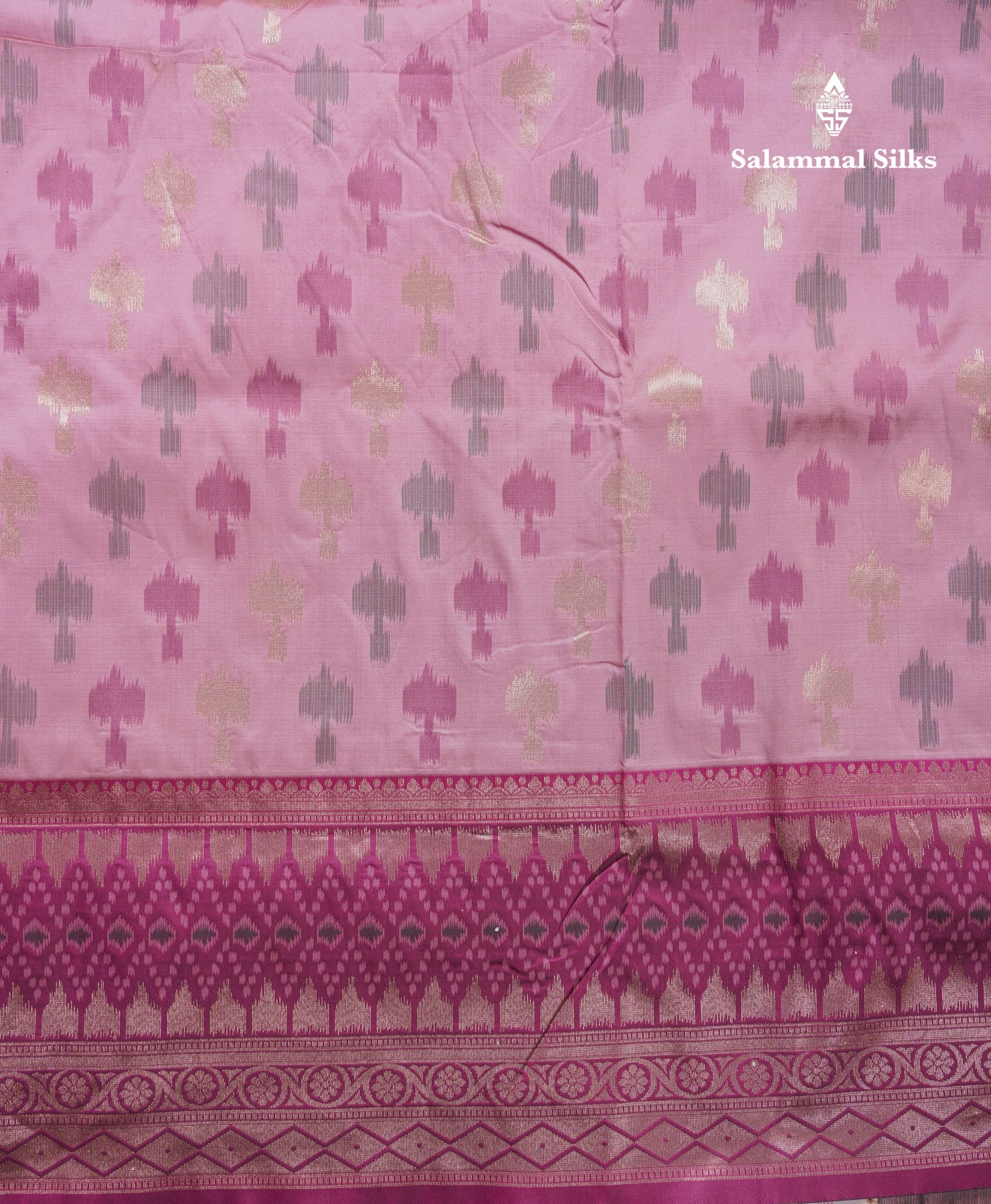 Beautiful Blue Ekkat Design Semi Silk Saree With Contrast Violet Fancy Border