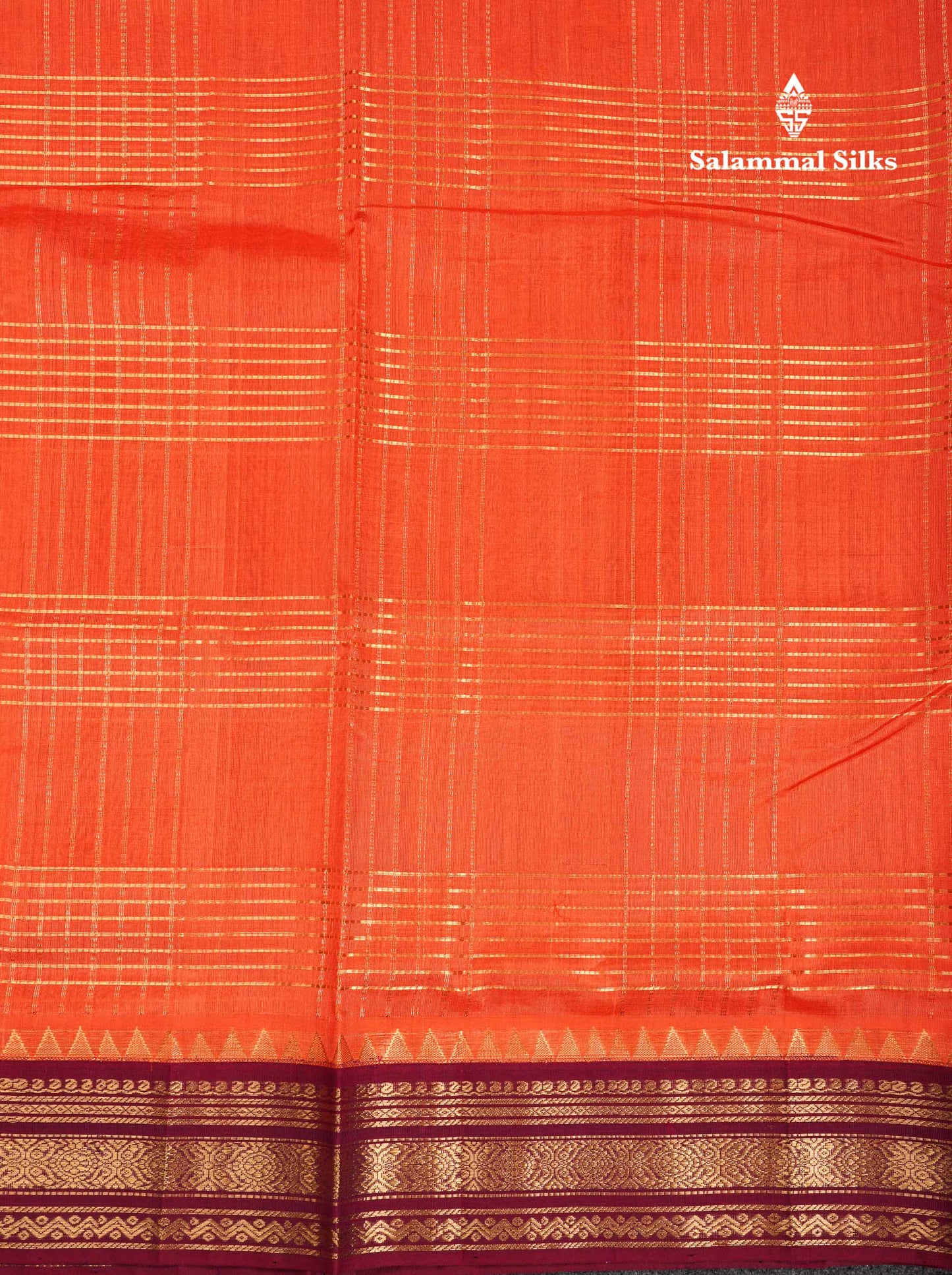 Beautiful Dual Tone Peach Orange Pure Silk Cotton Saree With Contrast Magenta Traditional Border