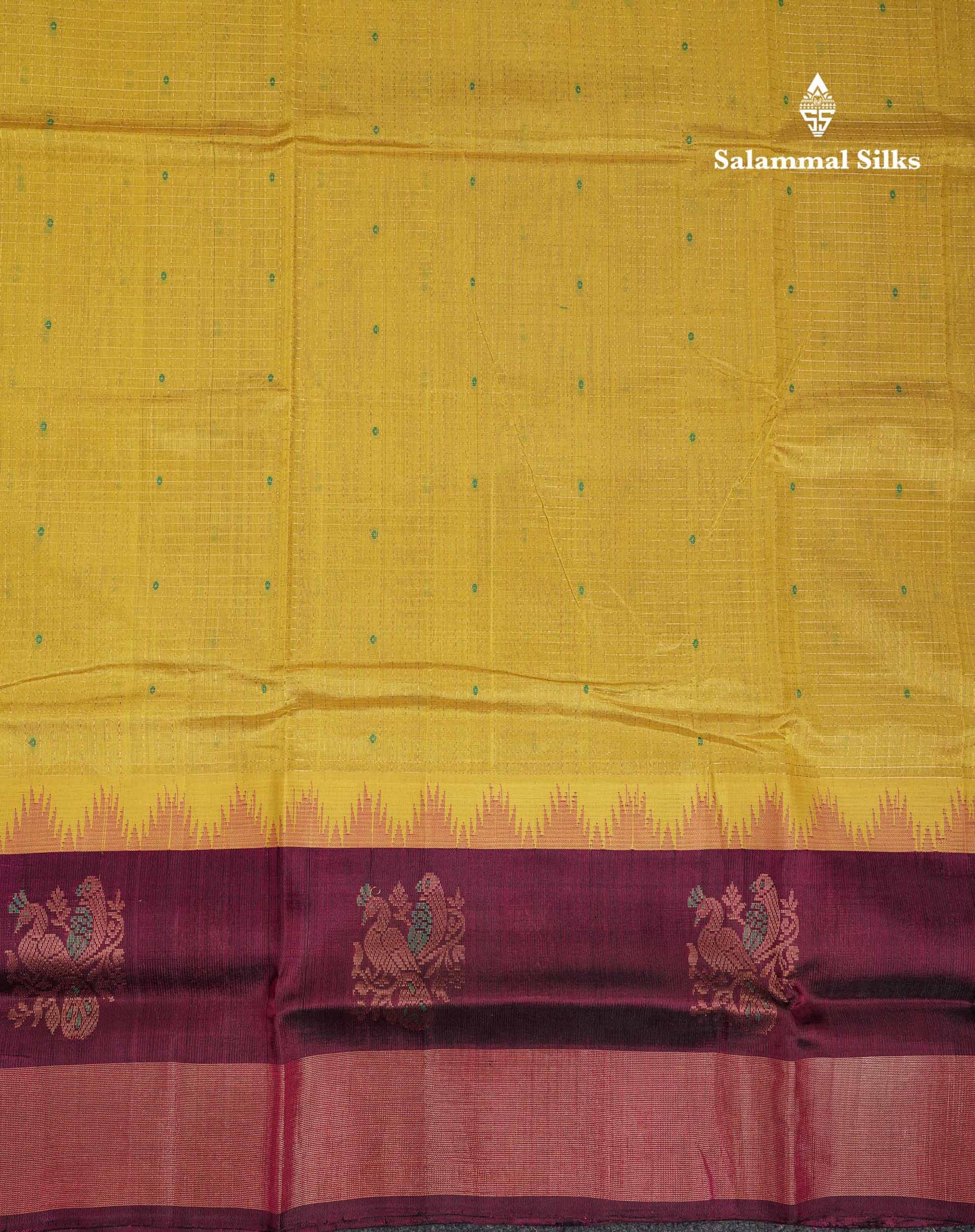 Beautiful Yellow Zari Checks Thread Butta Pure Silk Cotton Saree With Contrast Magenta Traditional Evening Morning Border