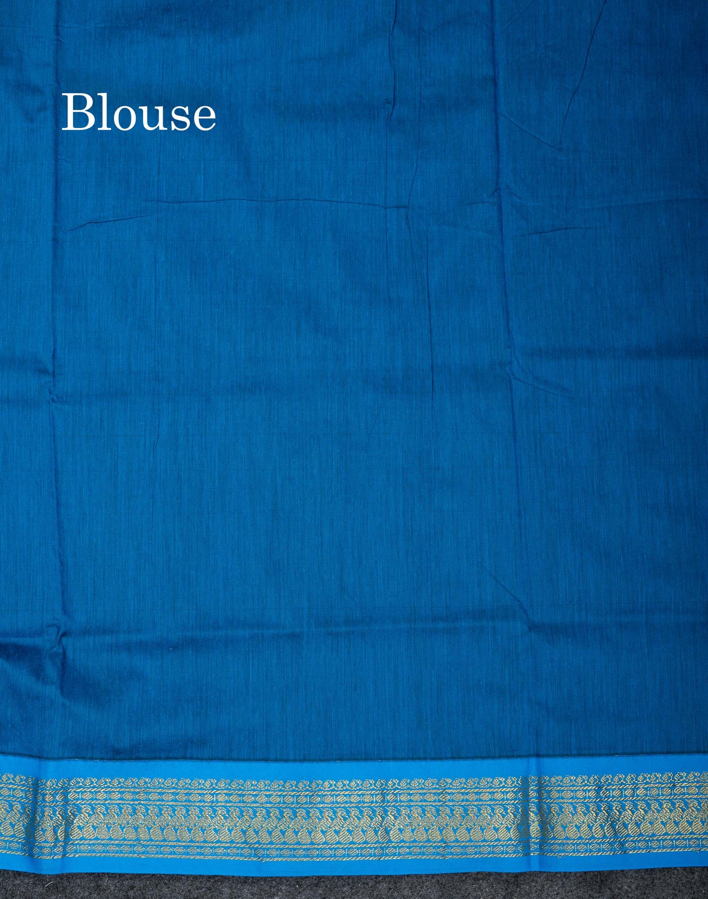 Beautiful Light Chocolate Thread Butta Kalyani Cotton Saree With Contrast Blue Traditional Border