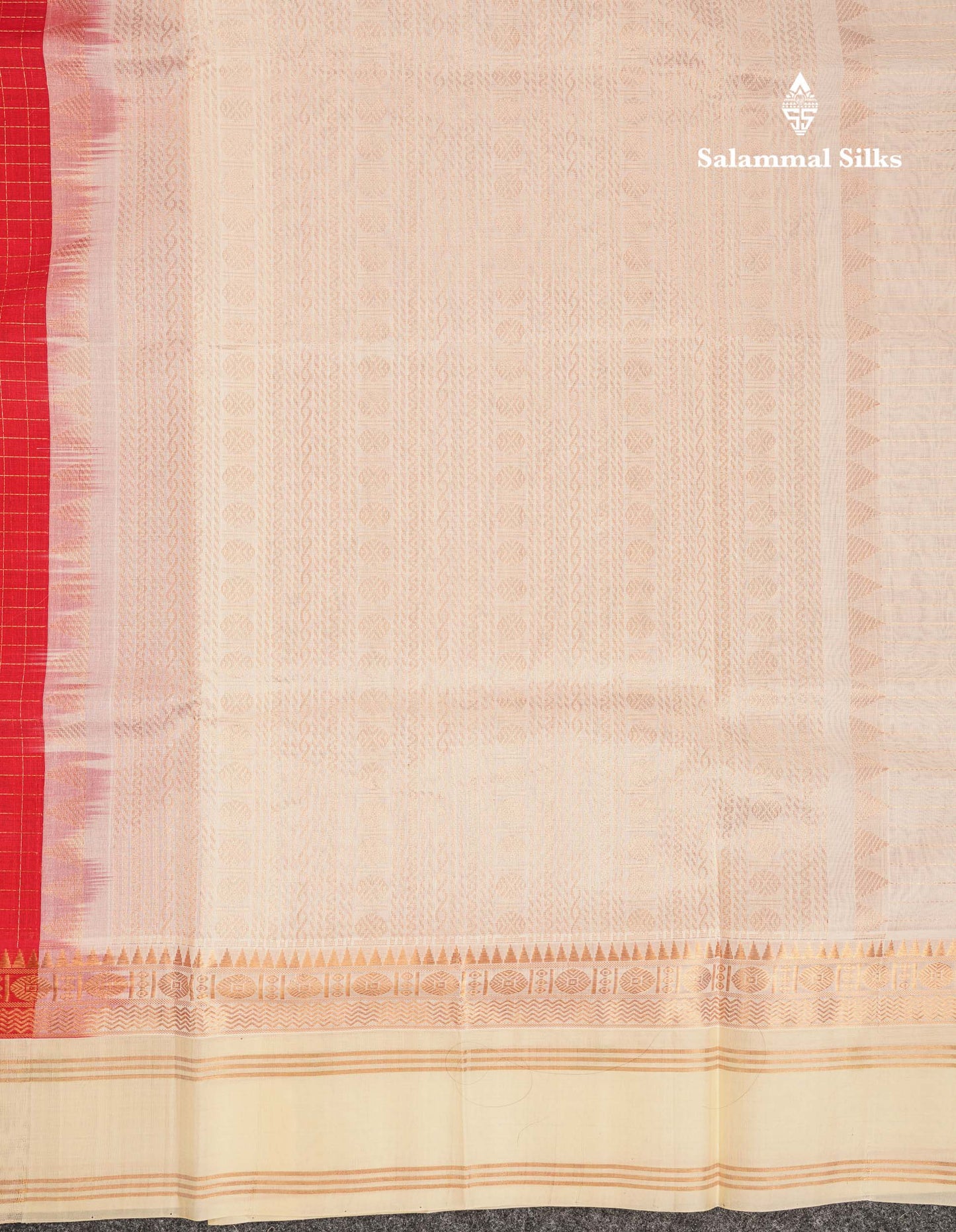 Beautiful Bottle Green Small Zari Checks Pure Silk Cotton Saree With Contrast Orange Traditional Gap Border
