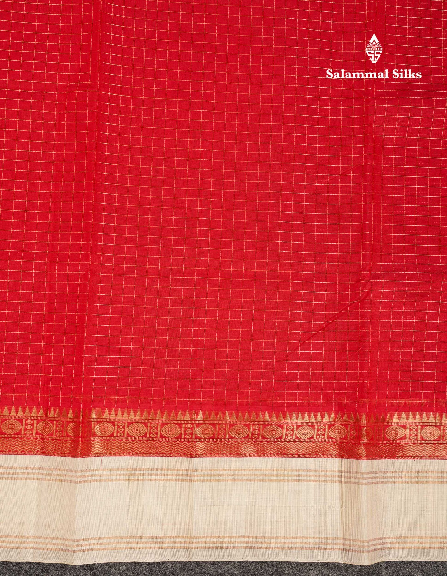 Beautiful Bottle Green Small Zari Checks Pure Silk Cotton Saree With Contrast Orange Traditional Gap Border
