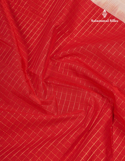 Beautiful Bottle Green Small Zari Checks Pure Silk Cotton Saree With Contrast Orange Traditional Gap Border