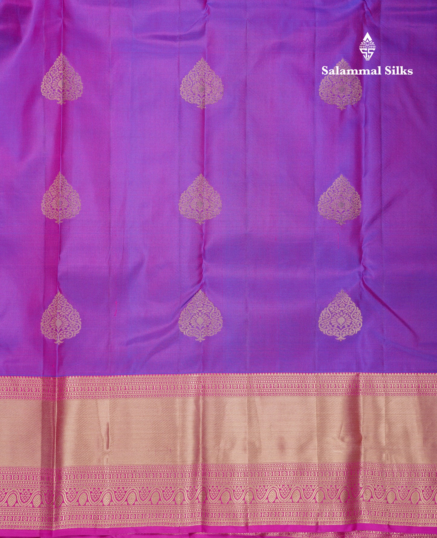 Beautiful Purple Pure Kanjivaram Silk Saree With Contrast Pink Traditional Evening Morning Border