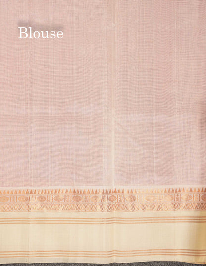 Beautiful Bottle Green Small Zari Checks Pure Silk Cotton Saree With Contrast Orange Traditional Gap Border