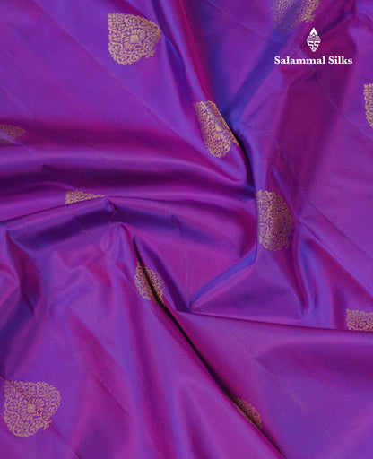 Beautiful Purple Pure Kanjivaram Silk Saree With Contrast Pink Traditional Evening Morning Border