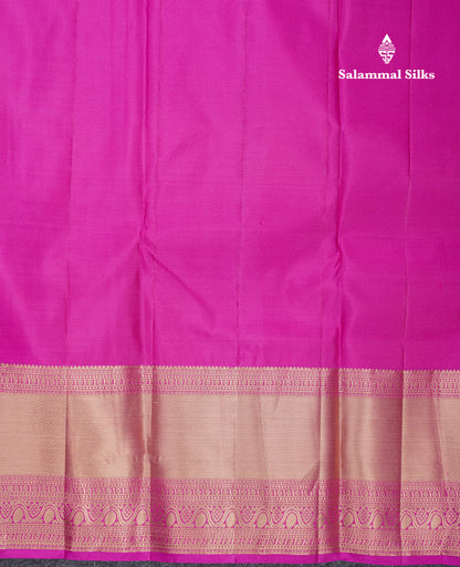 Beautiful Purple Pure Kanjivaram Silk Saree With Contrast Pink Traditional Evening Morning Border