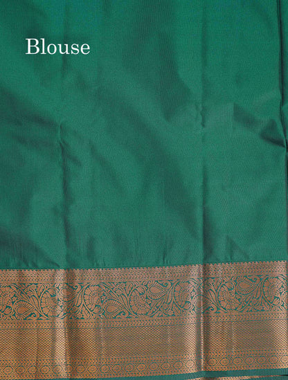 Bridal Semi Silk Saree - Magenta Pink Colour Body With Contrast Bottle Green Traditional Border