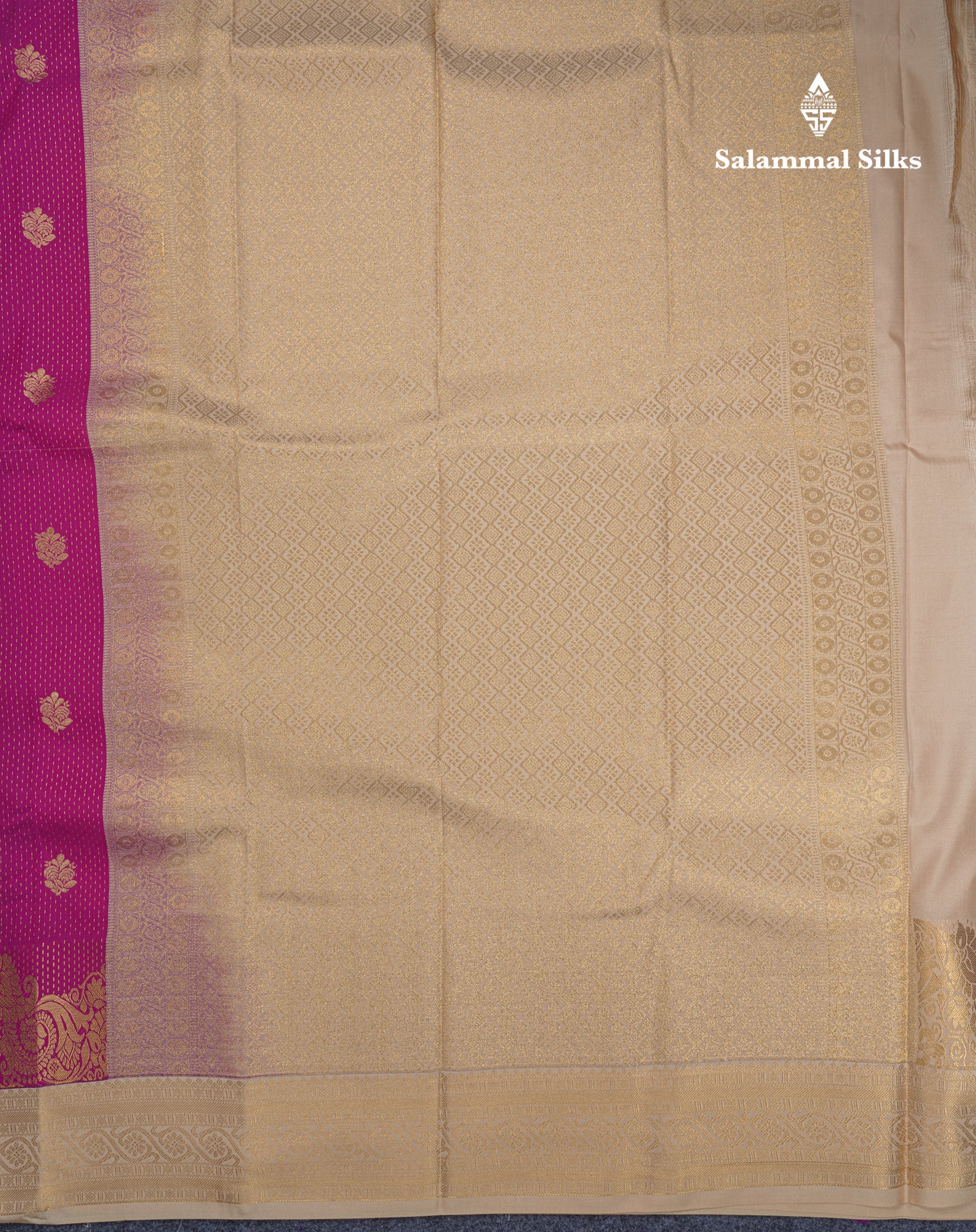 Navy Blue Semi Silk Saree With Contrast Magenta Pink Fancy Turning Border