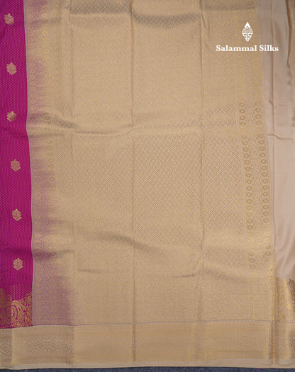 Navy Blue Semi Silk Saree With Contrast Magenta Pink Fancy Turning Border