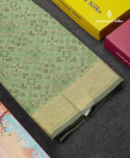 Beautiful Light Elachi Green Kota Cotton Fancy Saree With Fancy Border
