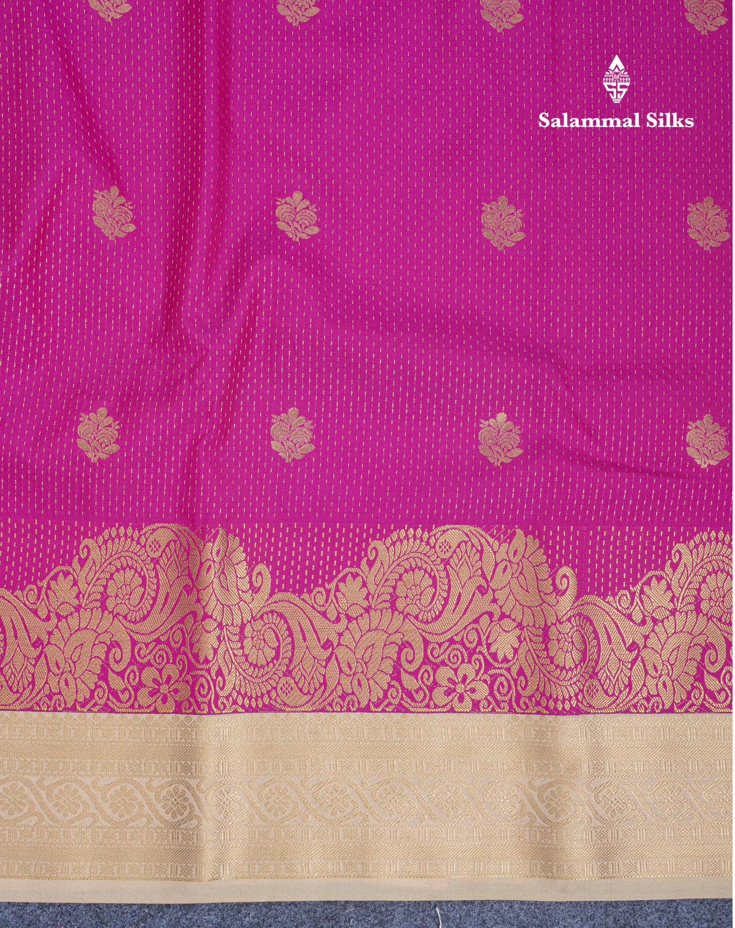 Navy Blue Semi Silk Saree With Contrast Magenta Pink Fancy Turning Border