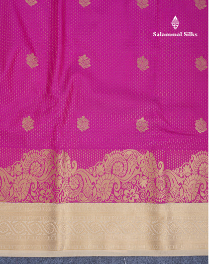 Navy Blue Semi Silk Saree With Contrast Magenta Pink Fancy Turning Border