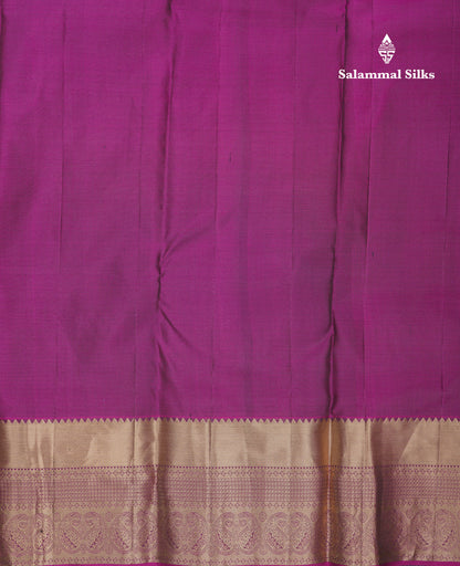 Beautiful Olive Green Pure Kanjivaram Silk Saree With Contrast Magenta Traditional Evening Morning Border