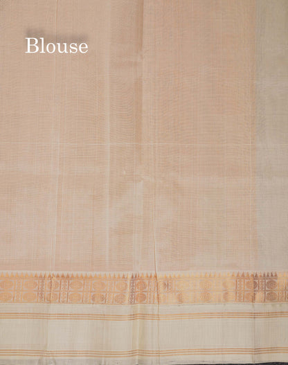 Beautiful Yellow Zari Checks Pure Silk Cotton Saree With Contrast Cream Traditional Gap Border