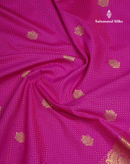 Navy Blue Semi Silk Saree With Contrast Magenta Pink Fancy Turning Border
