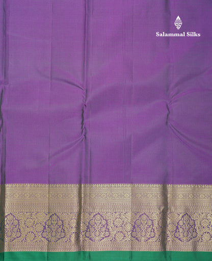 Beautiful Dual Tone Violet Plain Pure Kanjivaram Silk Saree With Traditional Border