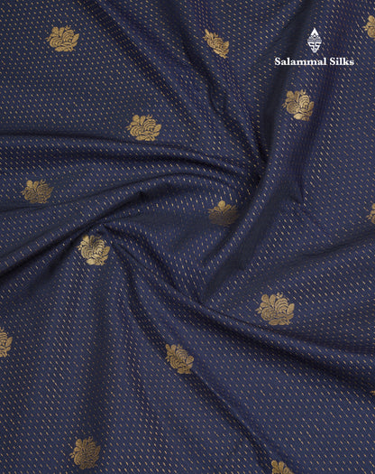 Navy Blue Semi Silk Saree With Contrast Magenta Pink Fancy Turning Border