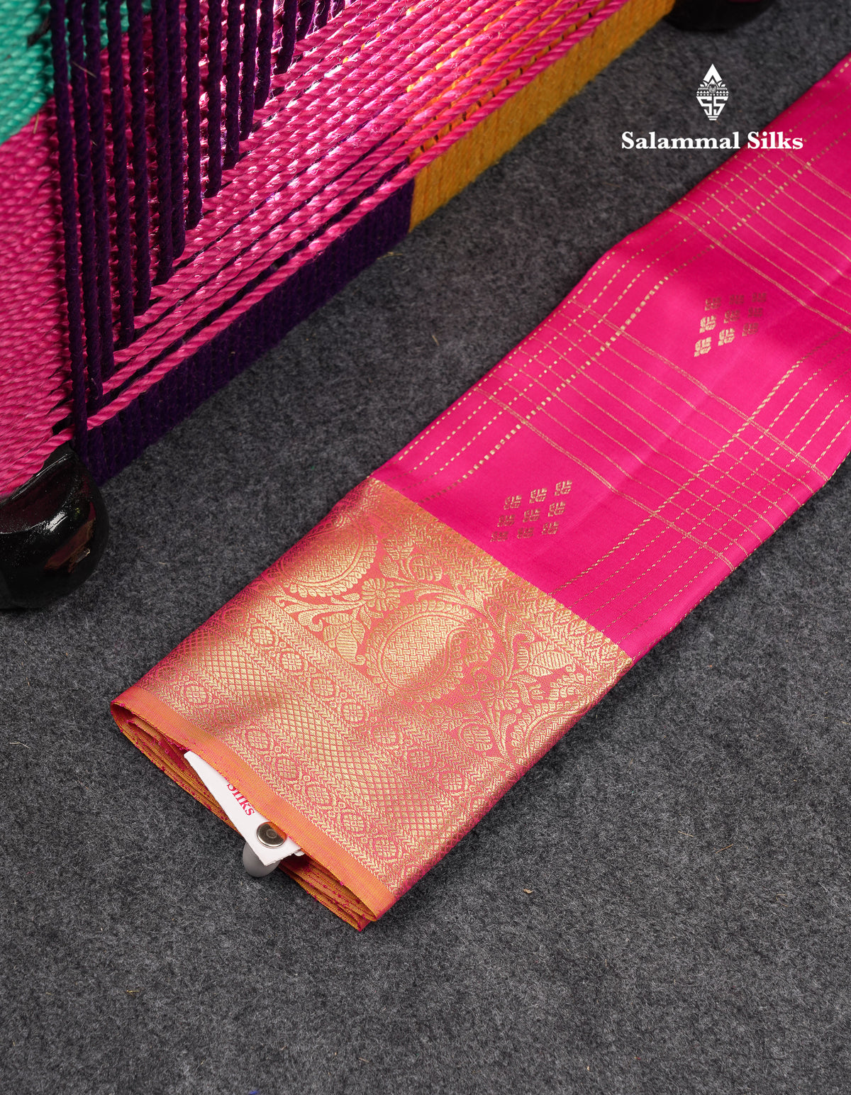 Beautiful Pure Silk Pattu Pavadai (Magenta Pink) With Contrast Orange Blouse 18"