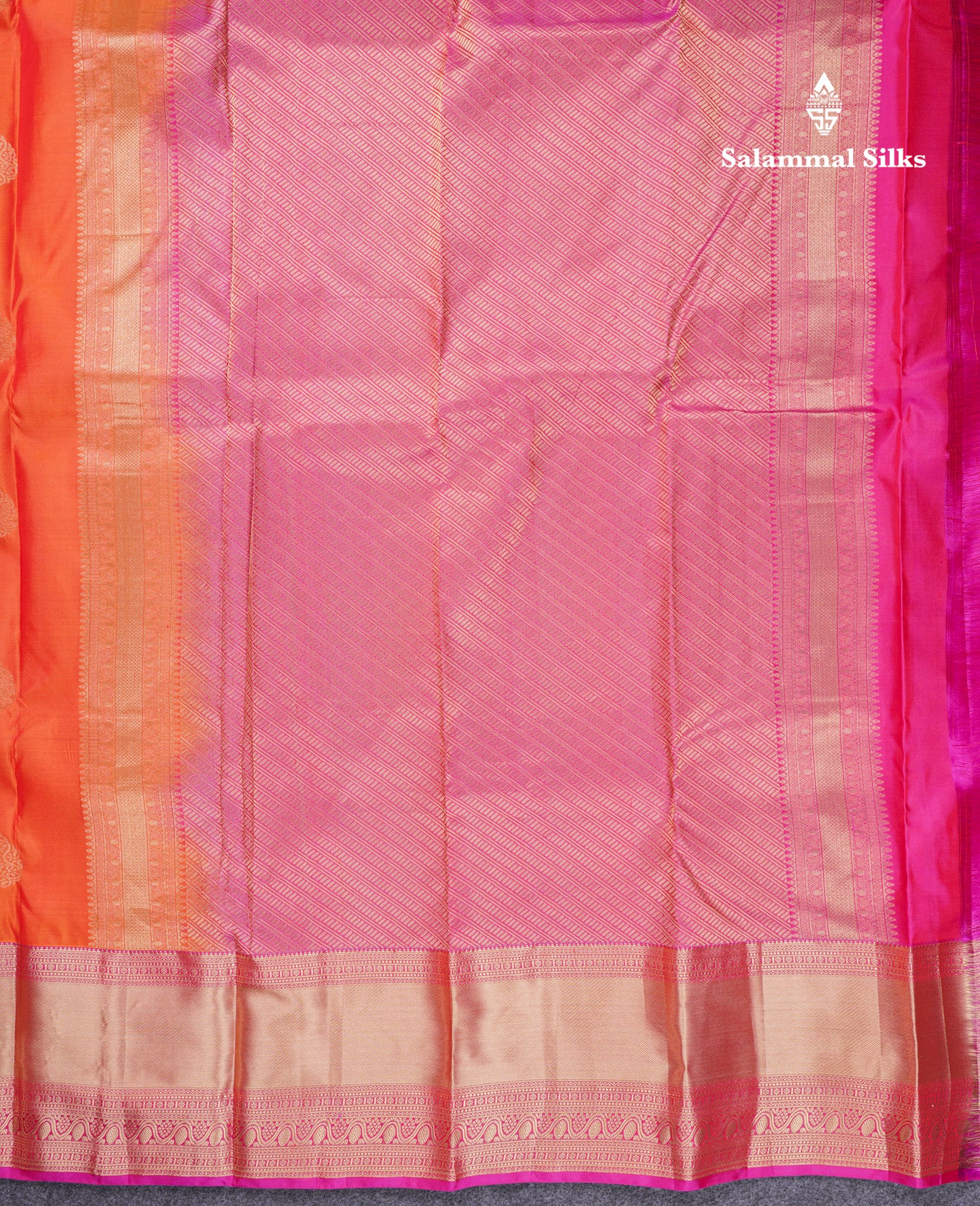 Beautiful Purple Pure Kanjivaram Silk Saree With Contrast Pink Traditional Evening Morning Border
