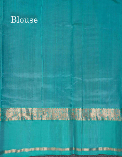 Beautiful Dual Tone Navy Blue Small Zari Checks Pure Silk Cotton Saree With Contrast Sapphire Blue Traditional Border