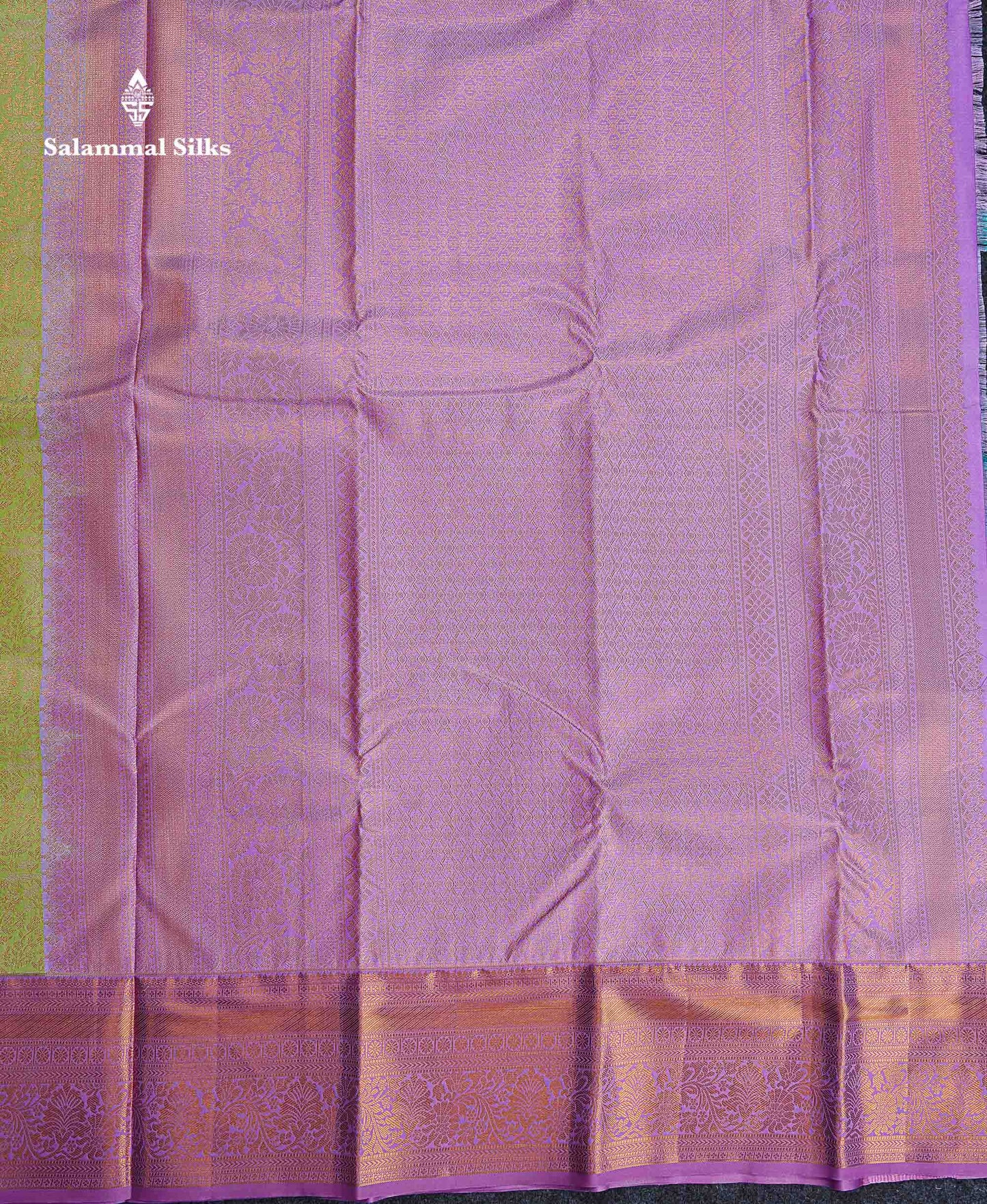 Bridal Semi Silk Saree -  Pista Green Colour Body With Contrast Light Lavender Border