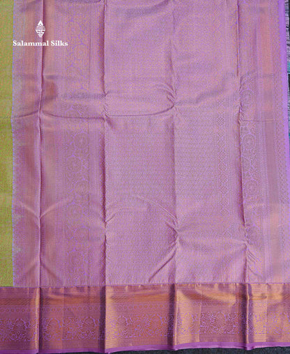 Bridal Semi Silk Saree -  Pista Green Colour Body With Contrast Light Lavender Border
