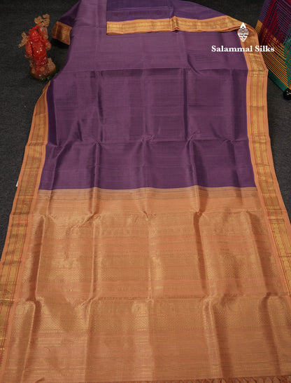 Beautiful Light Violet Plain Pure Silk Cotton Saree With Contrast Sandal Traditional Border