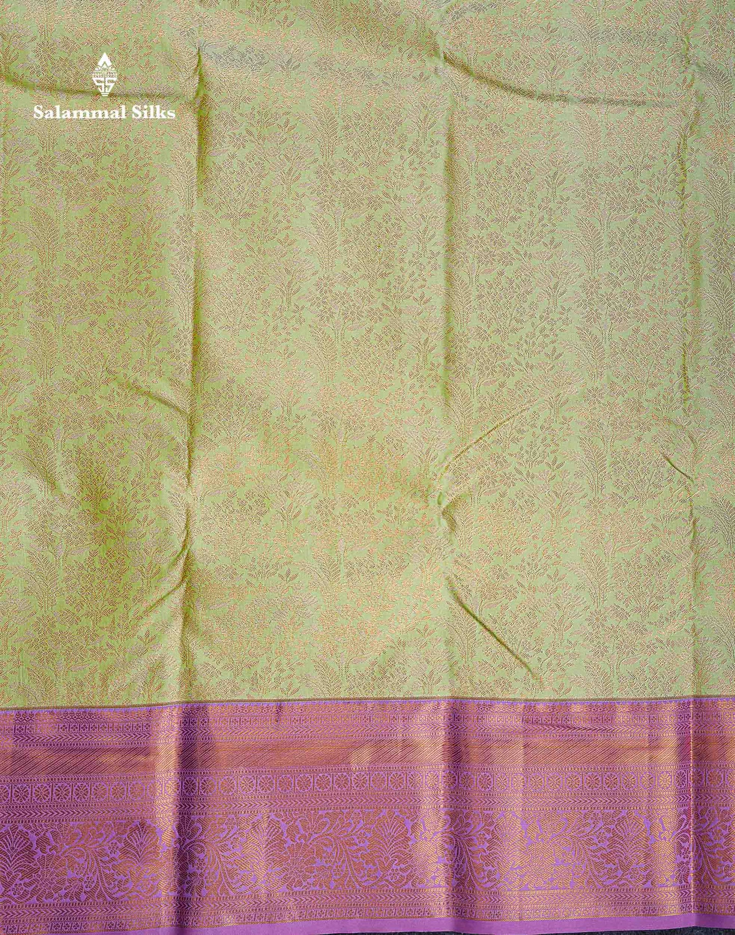 Bridal Semi Silk Saree -  Pista Green Colour Body With Contrast Light Lavender Border