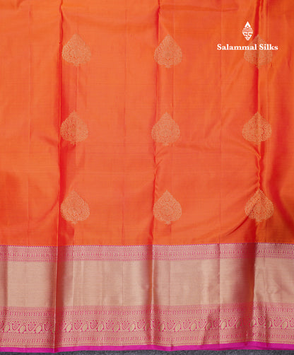 Beautiful Purple Pure Kanjivaram Silk Saree With Contrast Pink Traditional Evening Morning Border