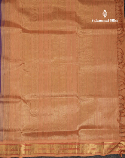 Beautiful Light Violet Plain Pure Silk Cotton Saree With Contrast Sandal Traditional Border