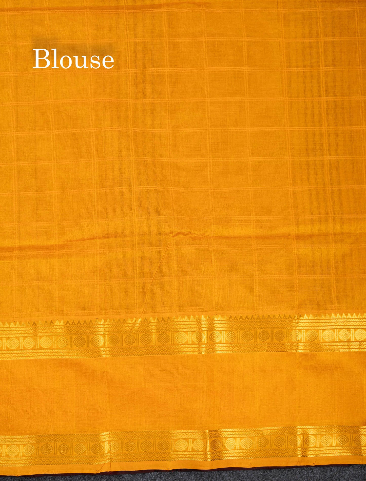 Beautiful Dark Maroon Rudraksha Butta With Checks Pure Silk Cotton Saree With Contrast Orange Traditional Gap Border