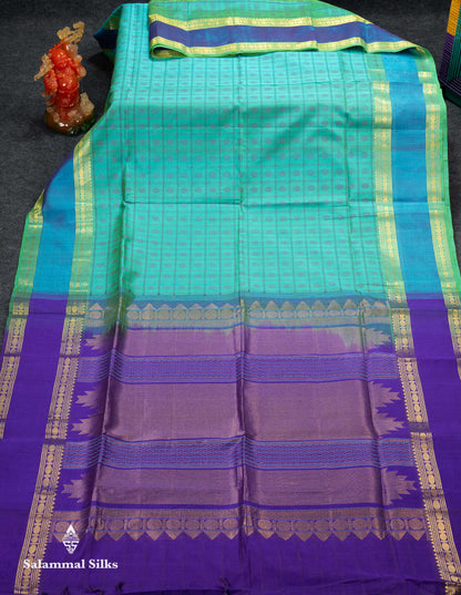 Beautiful Dark Maroon Rudraksha Butta With Checks Pure Silk Cotton Saree With Contrast Orange Traditional Gap Border