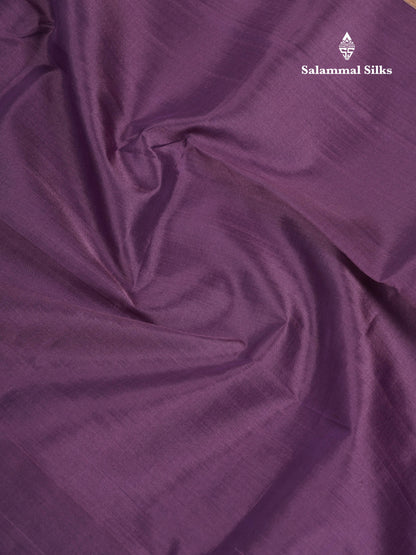 Beautiful Light Violet Plain Pure Silk Cotton Saree With Contrast Sandal Traditional Border