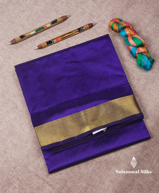 Violet Colour Pure Silk Cotton Saree With Gold Zari Border