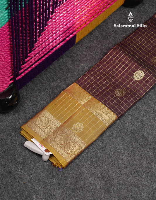 Beautiful Pure Silk Pattu Pavadai (Dark Brown) With Contrast Olive Mustard Yellow Blouse 18"