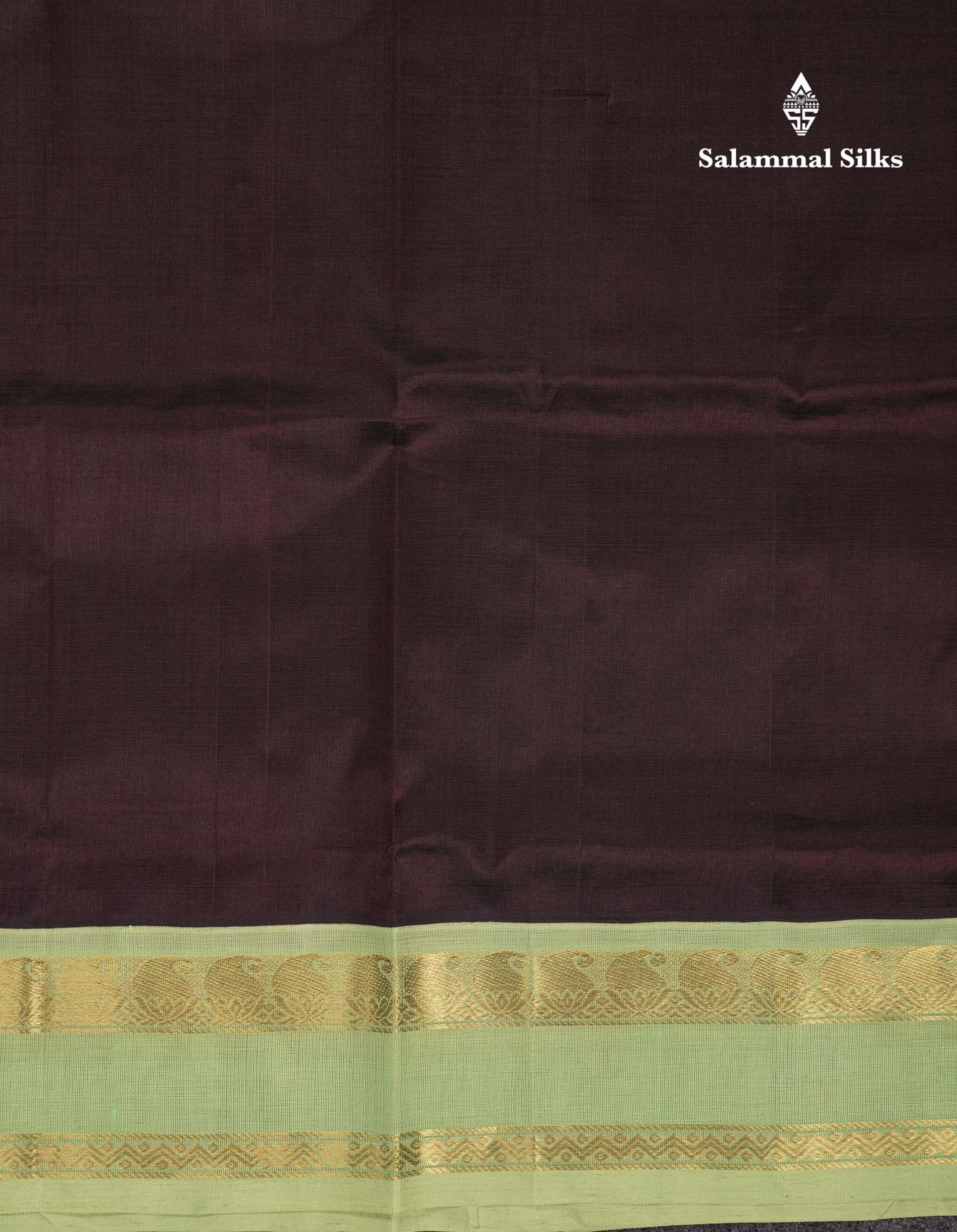 Beautiful Dark Brown Plain Pure Silk Cotton Saree With Contrast Pista Green Traditional Gap Border