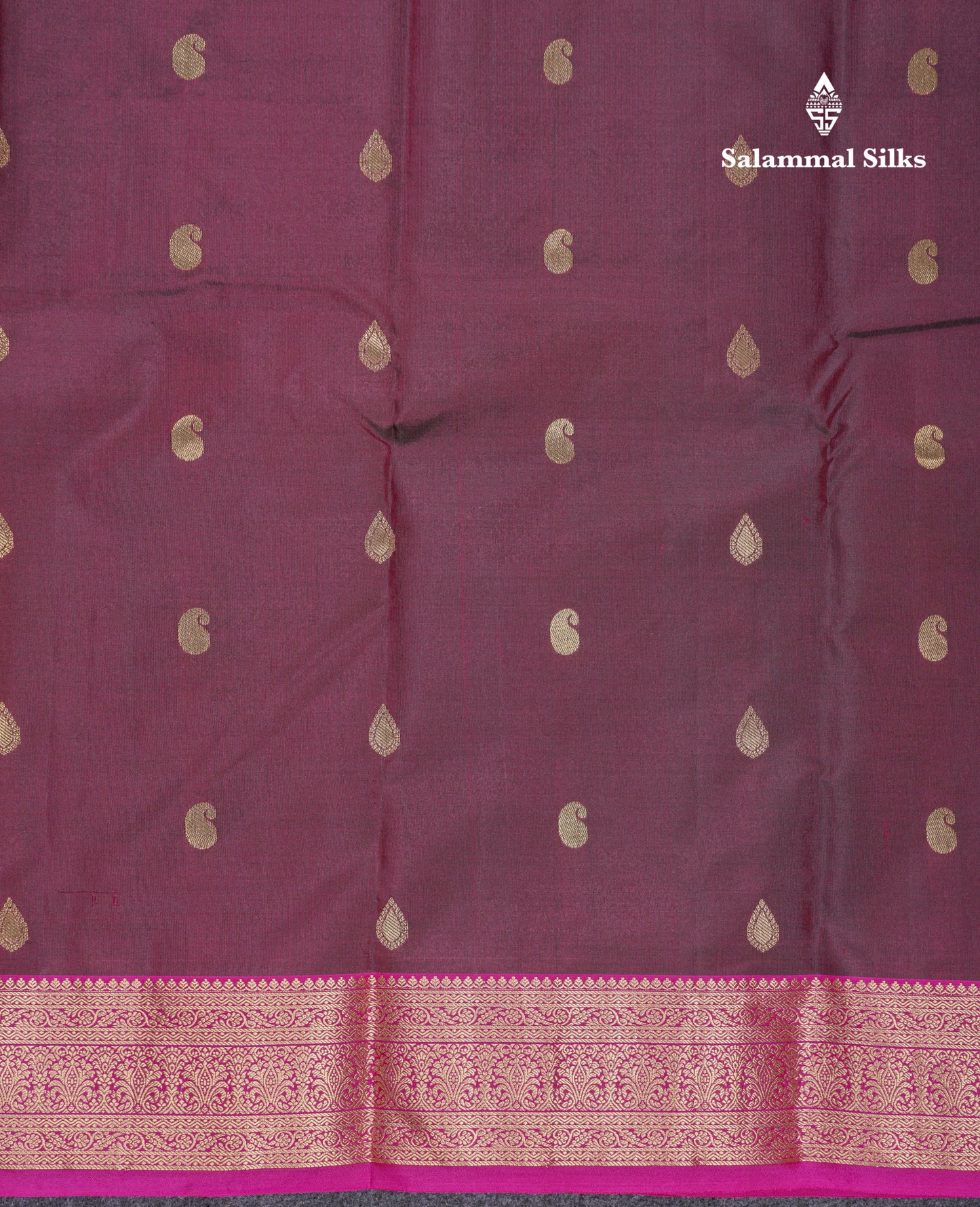Beautiful Dual Tone Maroon Pure Kanjivaram Silk Saree With Contrast Pink Traditional Medium Border