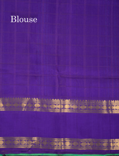 Beautiful Dark Maroon Rudraksha Butta With Checks Pure Silk Cotton Saree With Contrast Orange Traditional Gap Border
