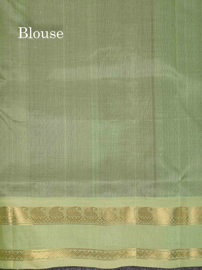 Beautiful Dark Brown Plain Pure Silk Cotton Saree With Contrast Pista Green Traditional Gap Border