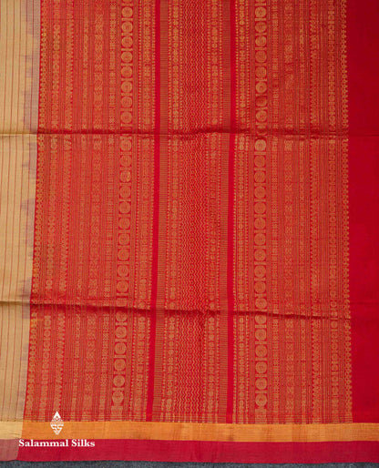 Beautiful Dark Sandal Stripes With Chakaram & Peacock Thread Work Butta Pure Silk Cotton Saree With Contrast Redish Maroon Blouse