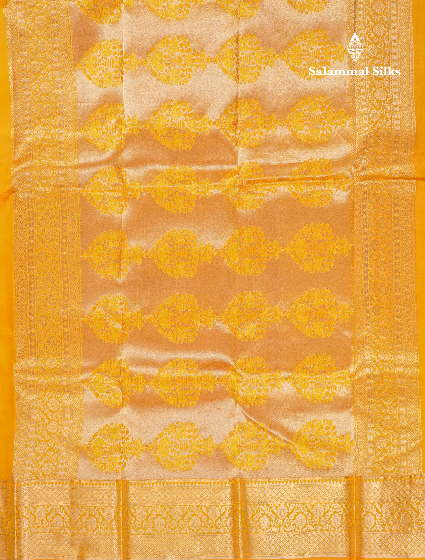 Beautiful Yellow Pure Kanjivaram Silk Saree With Traditional Border