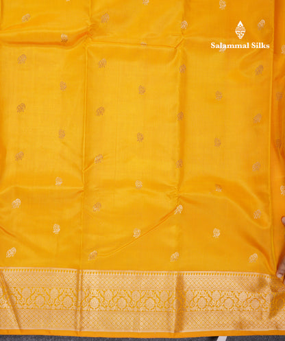 Beautiful Yellow Pure Kanjivaram Silk Saree With Traditional Border
