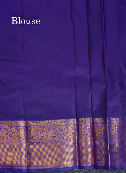 Bridal Semi Silk Saree -  Peach Colour Body With Contrast Navy Blue Traditional Evening Morning Border